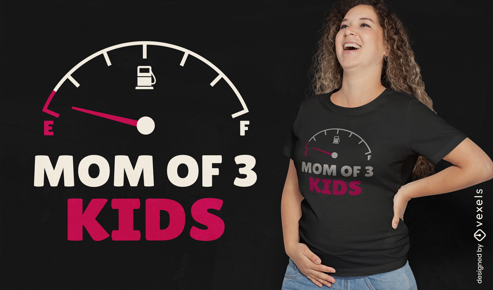 Diseño divertido de camiseta de mamá de 3 niños.