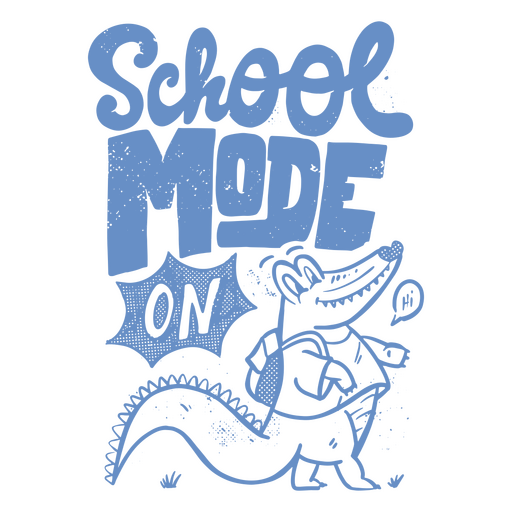 Crocodile with the words school mode on PNG Design