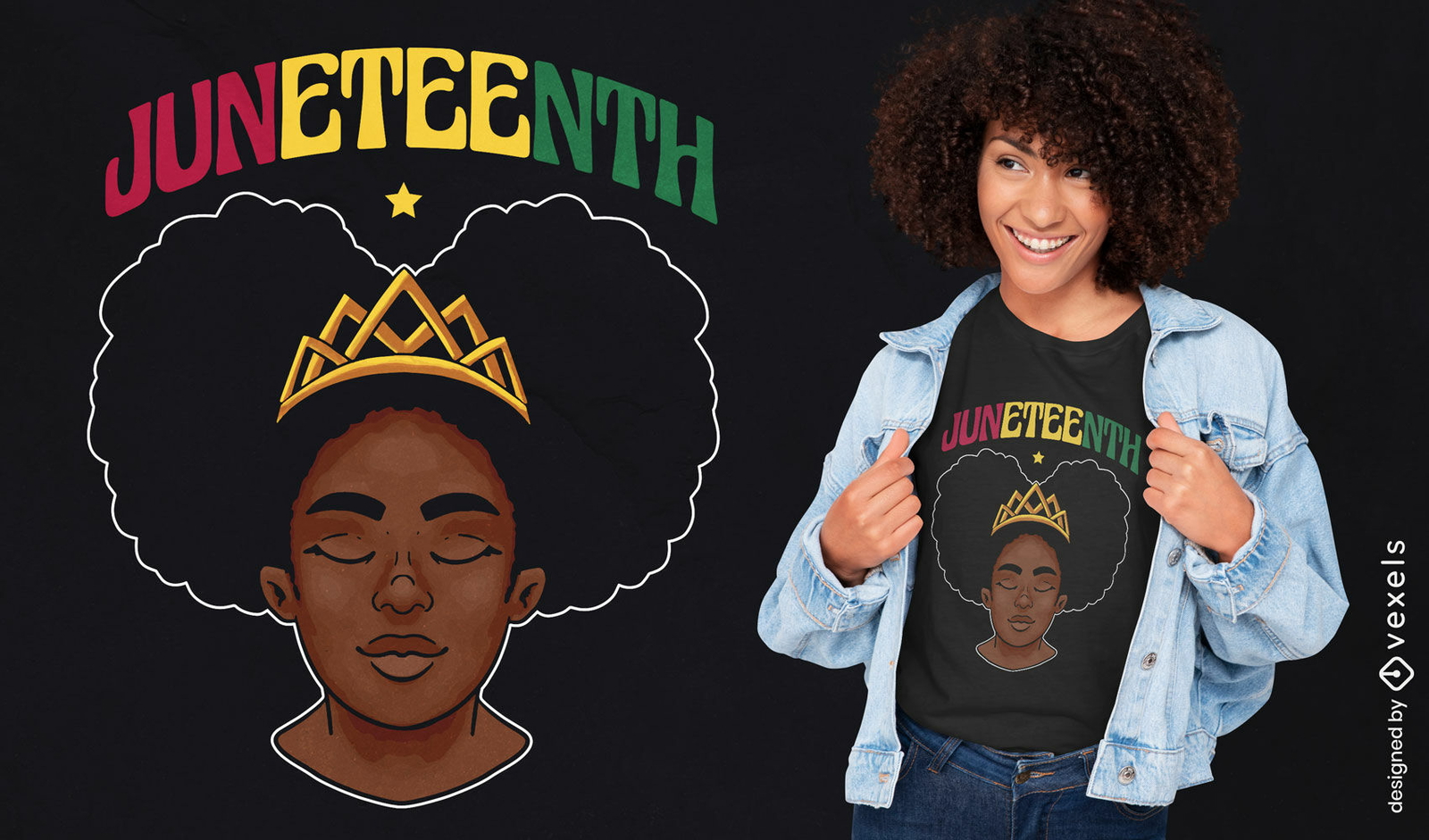 Diseño de camiseta de corona de mujer negra de Juneteenth