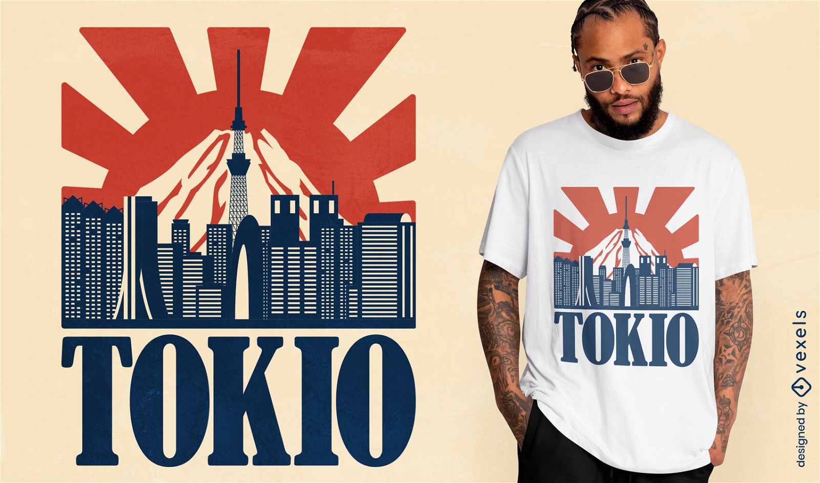 Diseño de camiseta del horizonte de la ciudad de Tokio