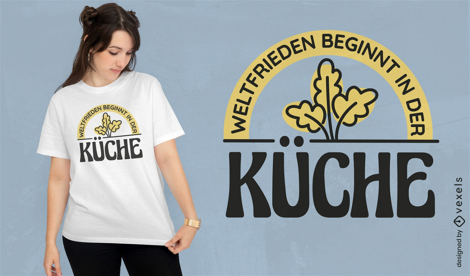 Diseño de camiseta alemana de paz con cita vegana