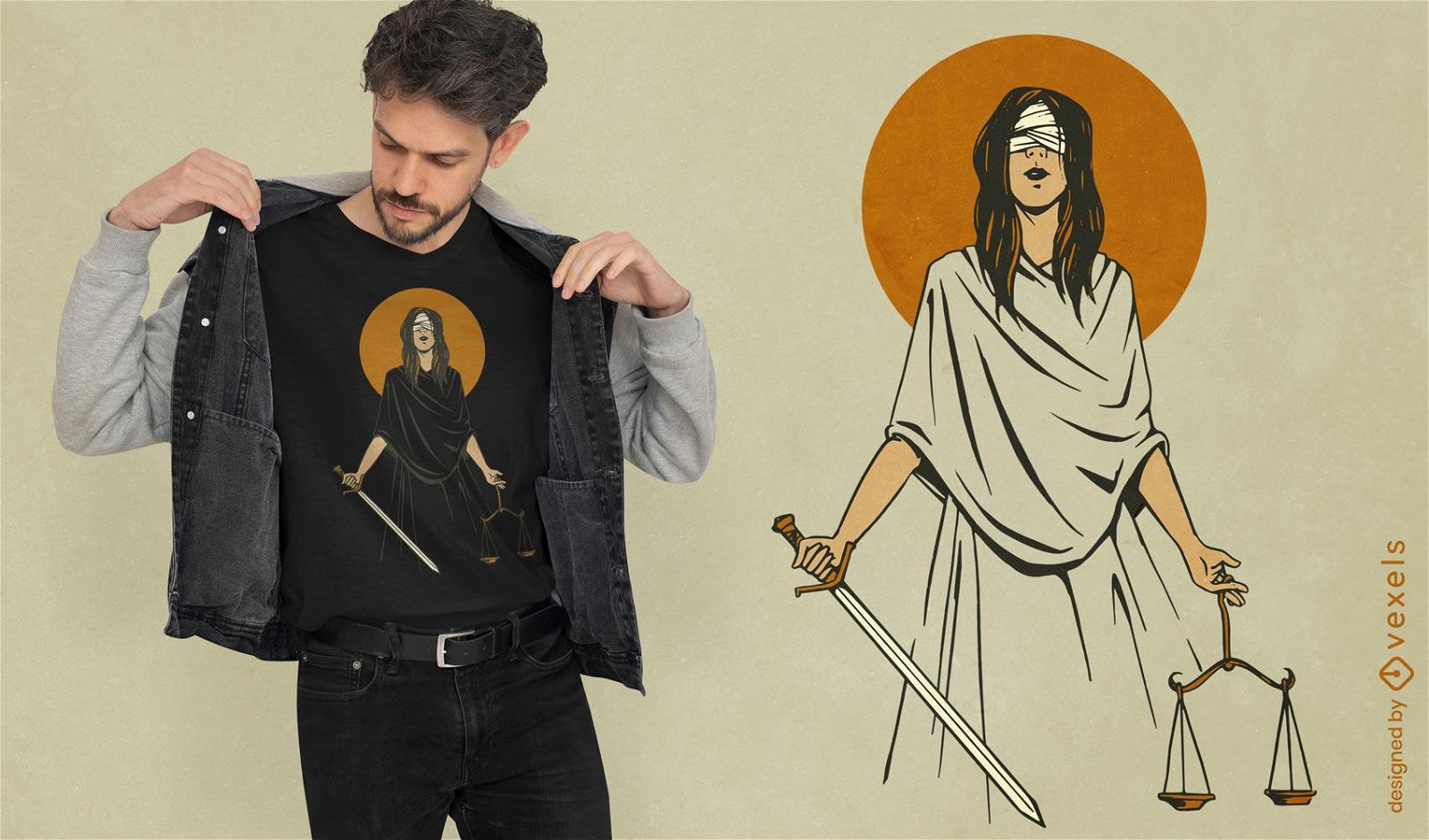 Gerechtigkeits-Allegorie-T-Shirt-Design
