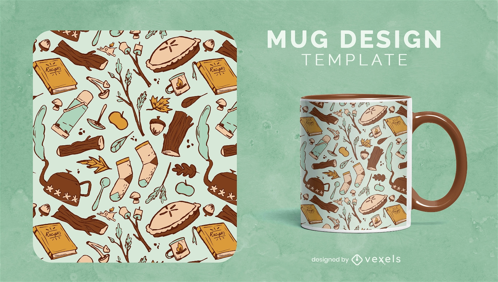 Cozy autumn elements mug design