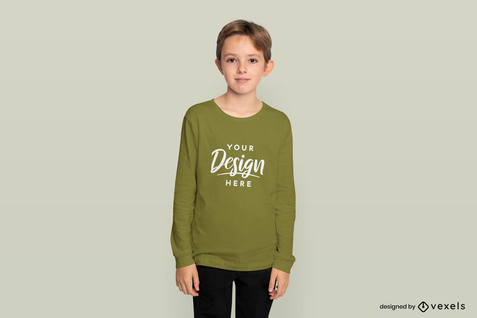 Kind im Sweatshirt und im einfarbigen Hintergrundmodell