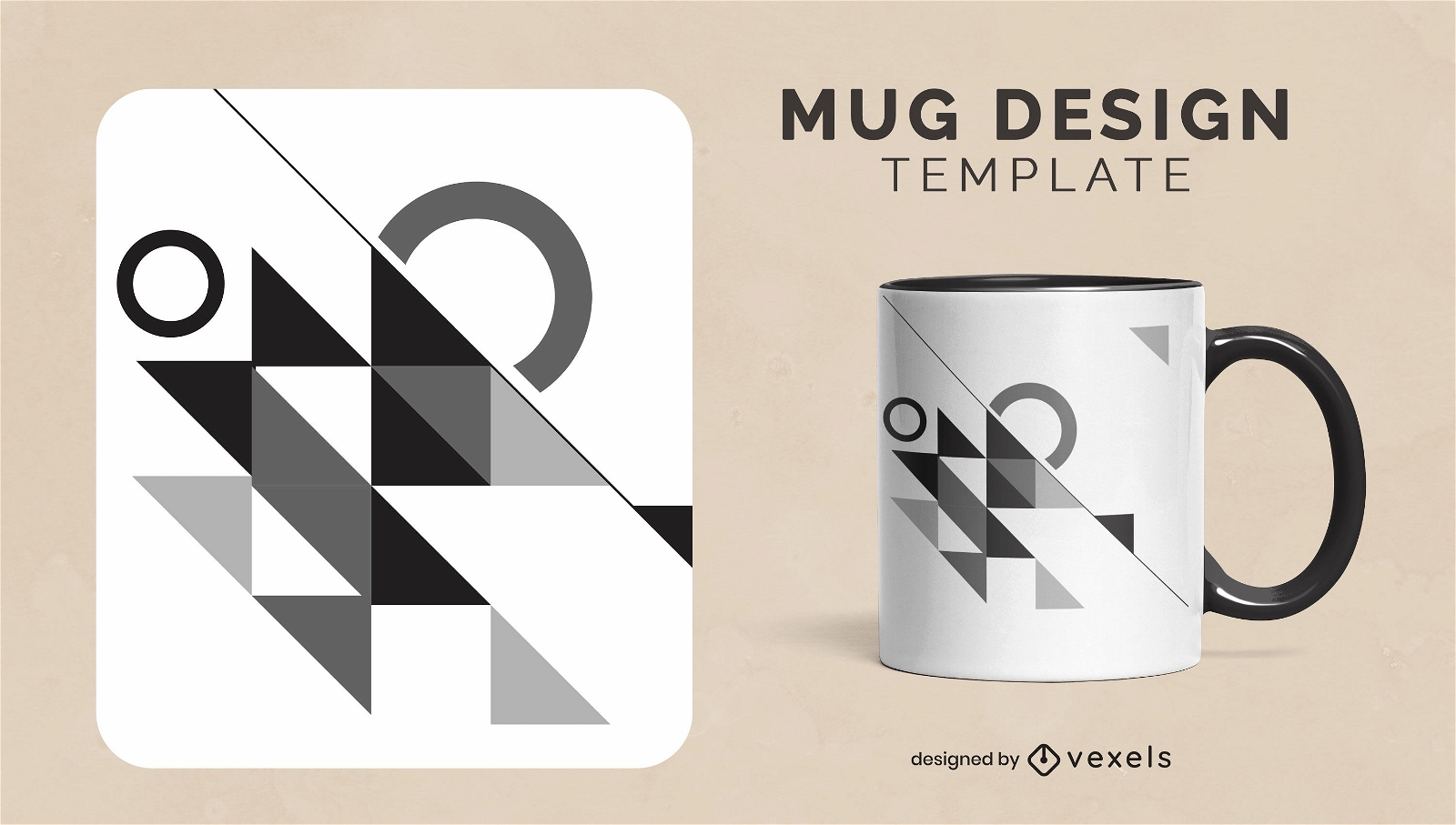 Geometric monochrome mug design
