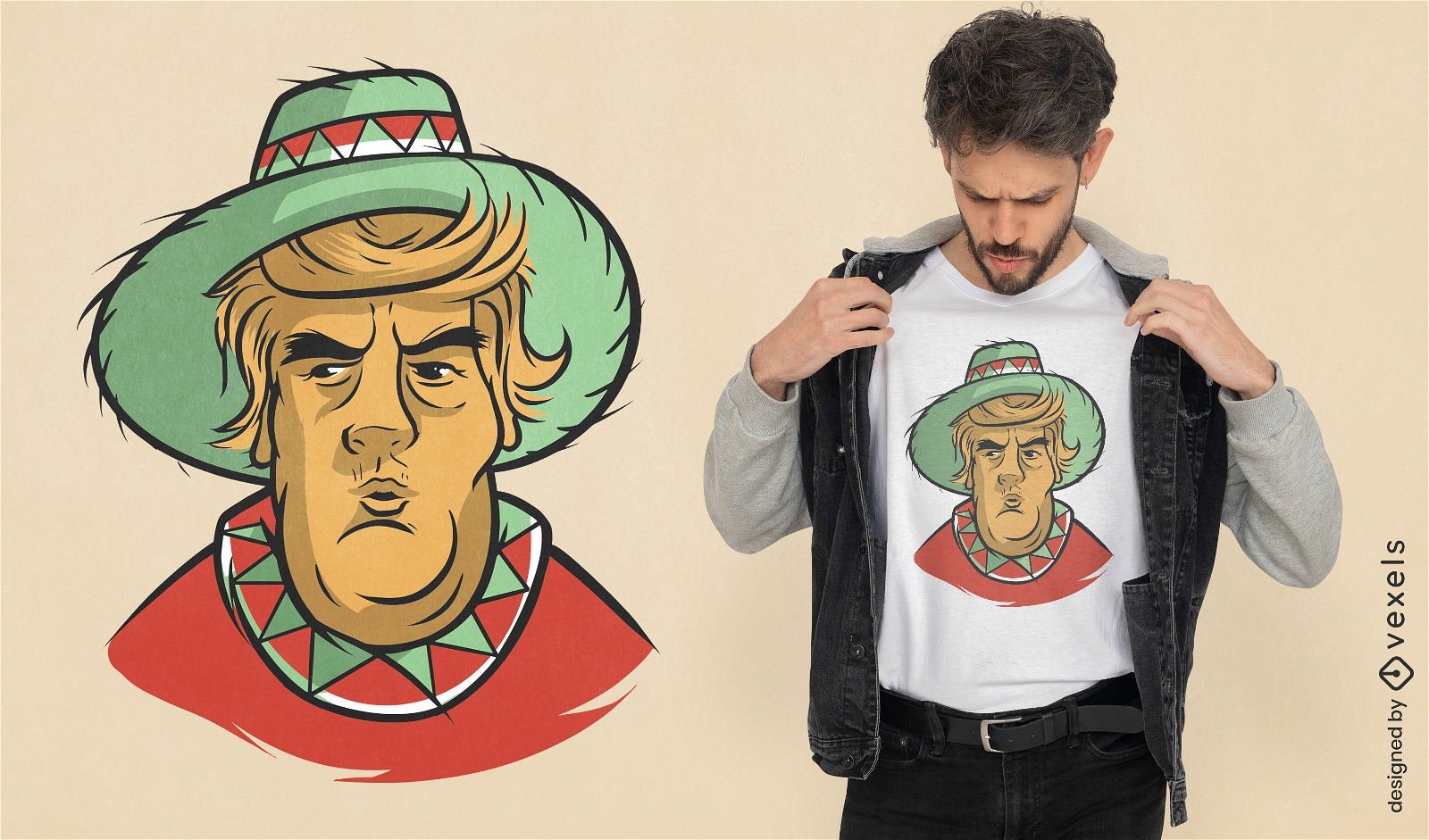 Diseño de camiseta de hombre mexicano cinco de mayo.
