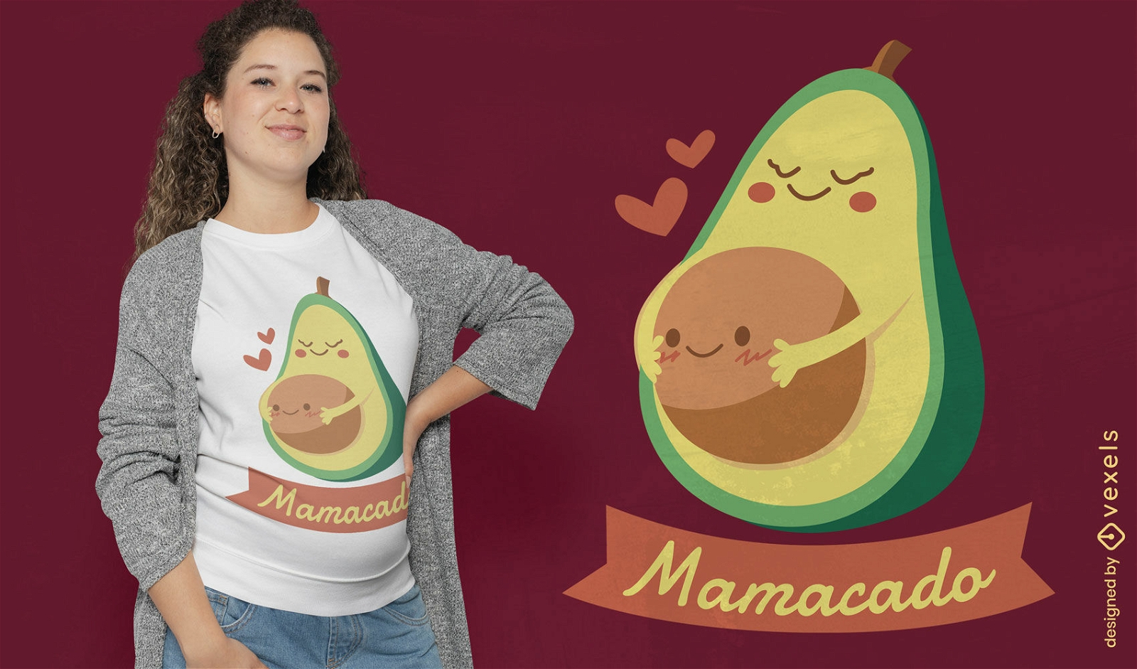 Design de camiseta de abacate grávida