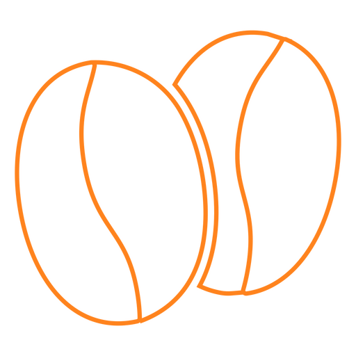 Icono de trazo naranja de granos de café Diseño PNG