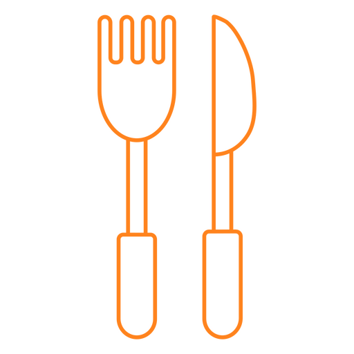 Icono de tenedor y cuchillo trazo naranja Diseño PNG