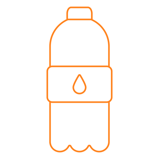 Ícone laranja com traço de garrafa de água Desenho PNG