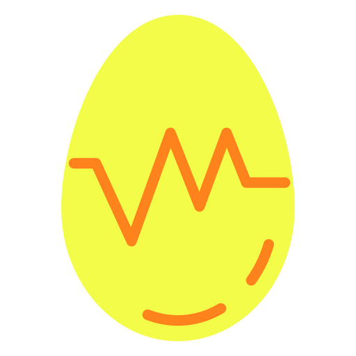 Huevo amarillo con una línea naranja. Diseño PNG