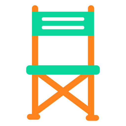 Grünes und orangefarbenes Klappstuhl-Symbol PNG-Design