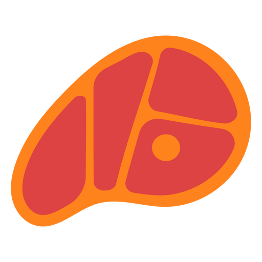Imagen roja y naranja de un filete. Diseño PNG