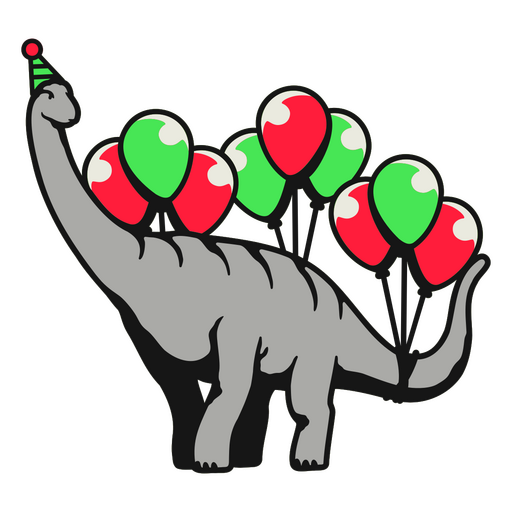 Dinosaur with balloons on his head PNG Design
