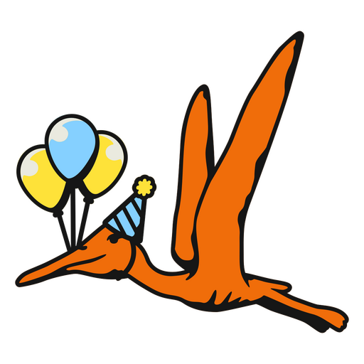 Pterodáctilo com balões e chapéu de aniversário Desenho PNG