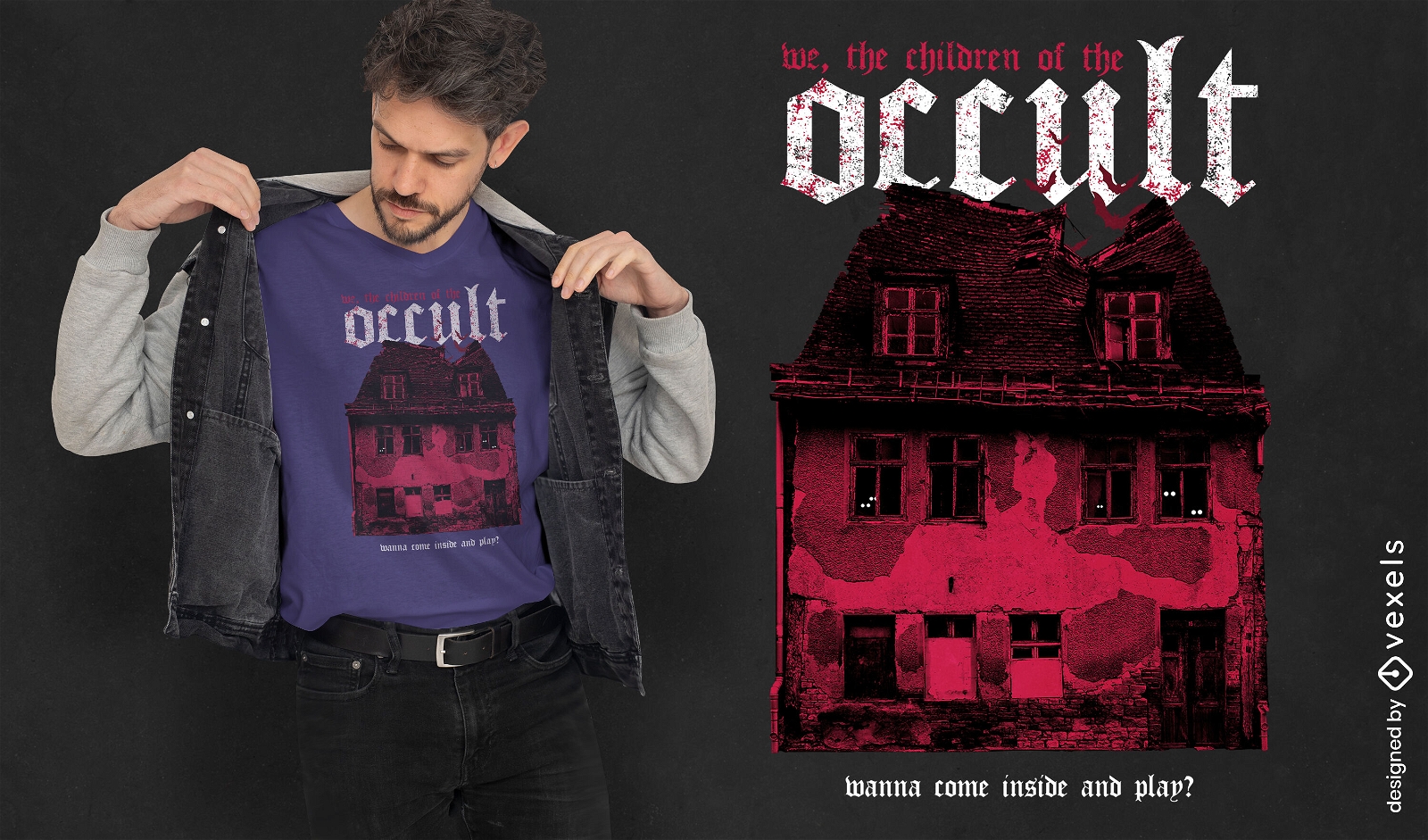Haunted house horror PSD t-shirt design