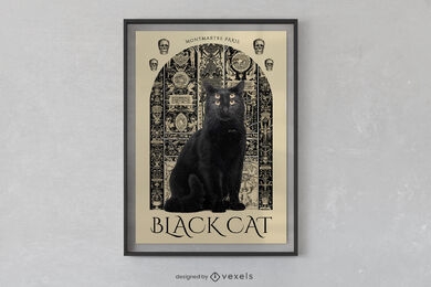 Design de cartaz de feitiçaria animal gato preto
