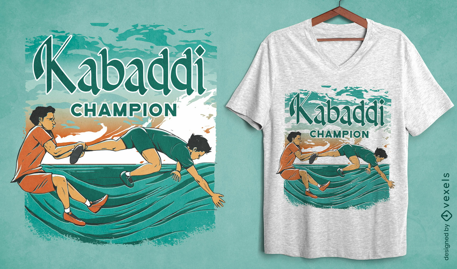 Diseño de camiseta de campeón de Kabaddi.