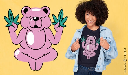 Diseño de camiseta de dibujos animados de oso de hierba
