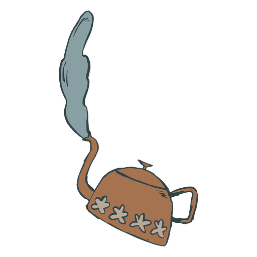 Illustration of a teapot with smoke coming out of it PNG Design
