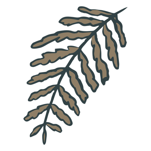 Fern leaf brown doodle PNG Design