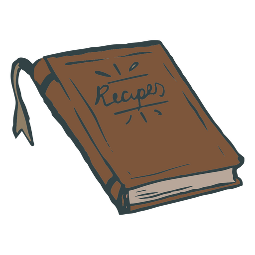 Braunes Buch mit dem Wort Rezept darauf PNG-Design
