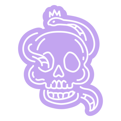 Purple skull with a snake on it PNG Design