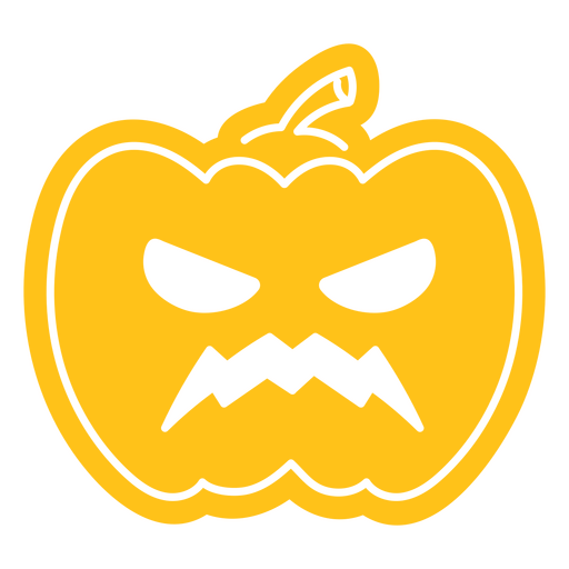 Yellow pumpkin with an angry face PNG Design