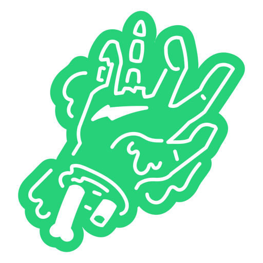 Zombie hand outline in green background PNG Design