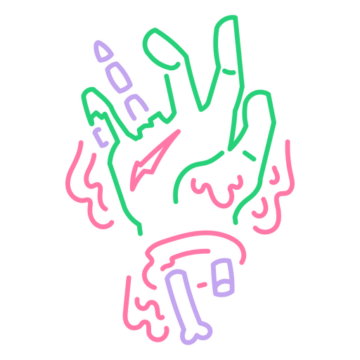 Neon sign with a zombie hand PNG Design