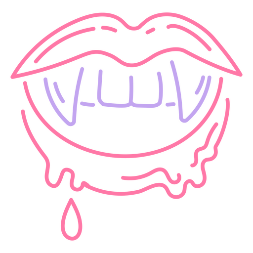 Ilustra??o de uma boca de vampiro com sangue escorrendo Desenho PNG