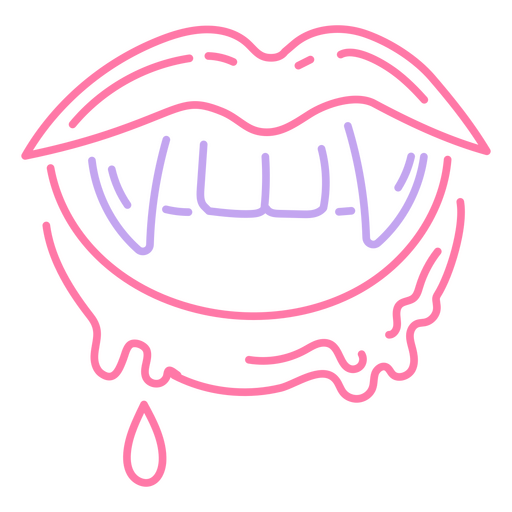 Ilustración de la boca de un vampiro de la que gotea sangre Diseño PNG