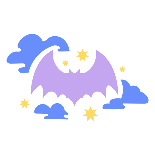 Purple bat flying in the sky with stars PNG Design