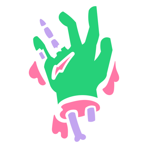 Mão verde e rosa com uma luva rosa Desenho PNG
