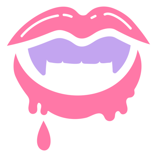Pink and purple vampire mouth with dripping blood PNG Design