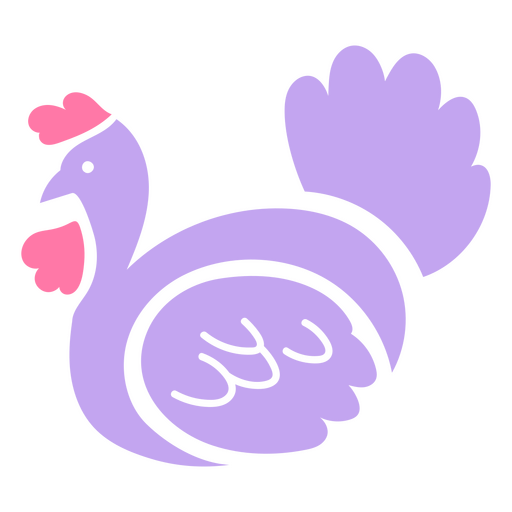 Pájaro morado con plumas rosas. Diseño PNG