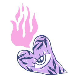 Doodle de ojo y corazón Diseño PNG