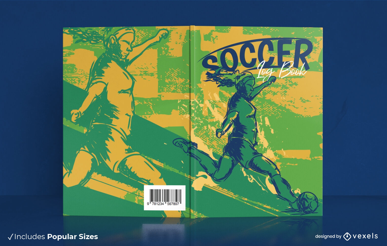 Garota jogando futebol design de capa de livro