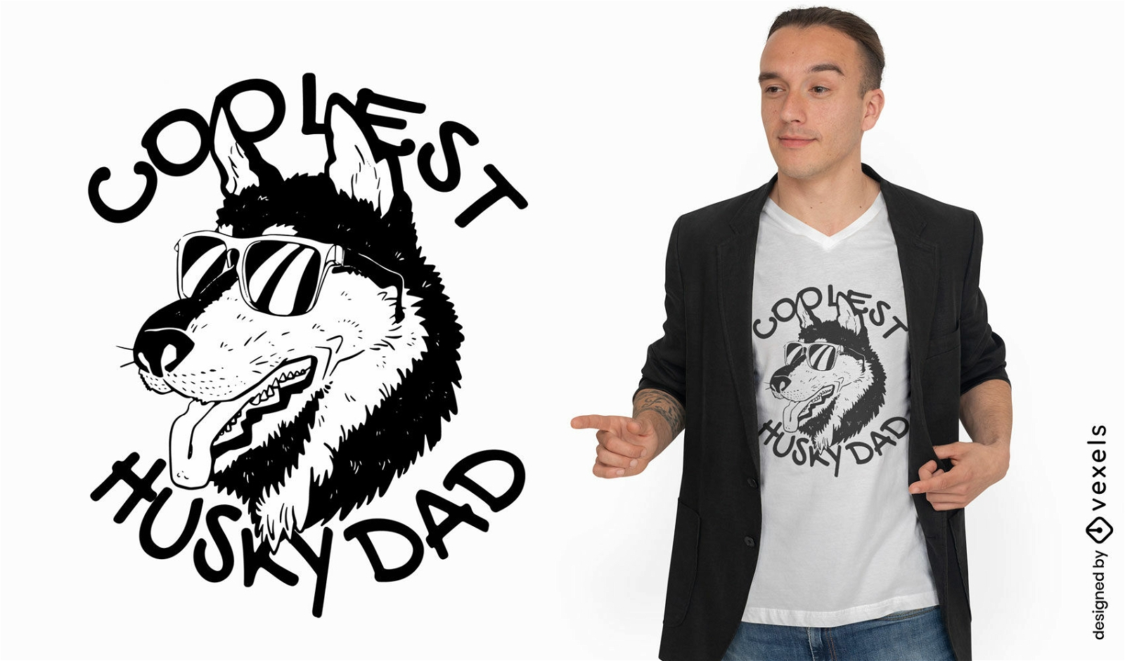 Diseño de camiseta de papá de perro husky