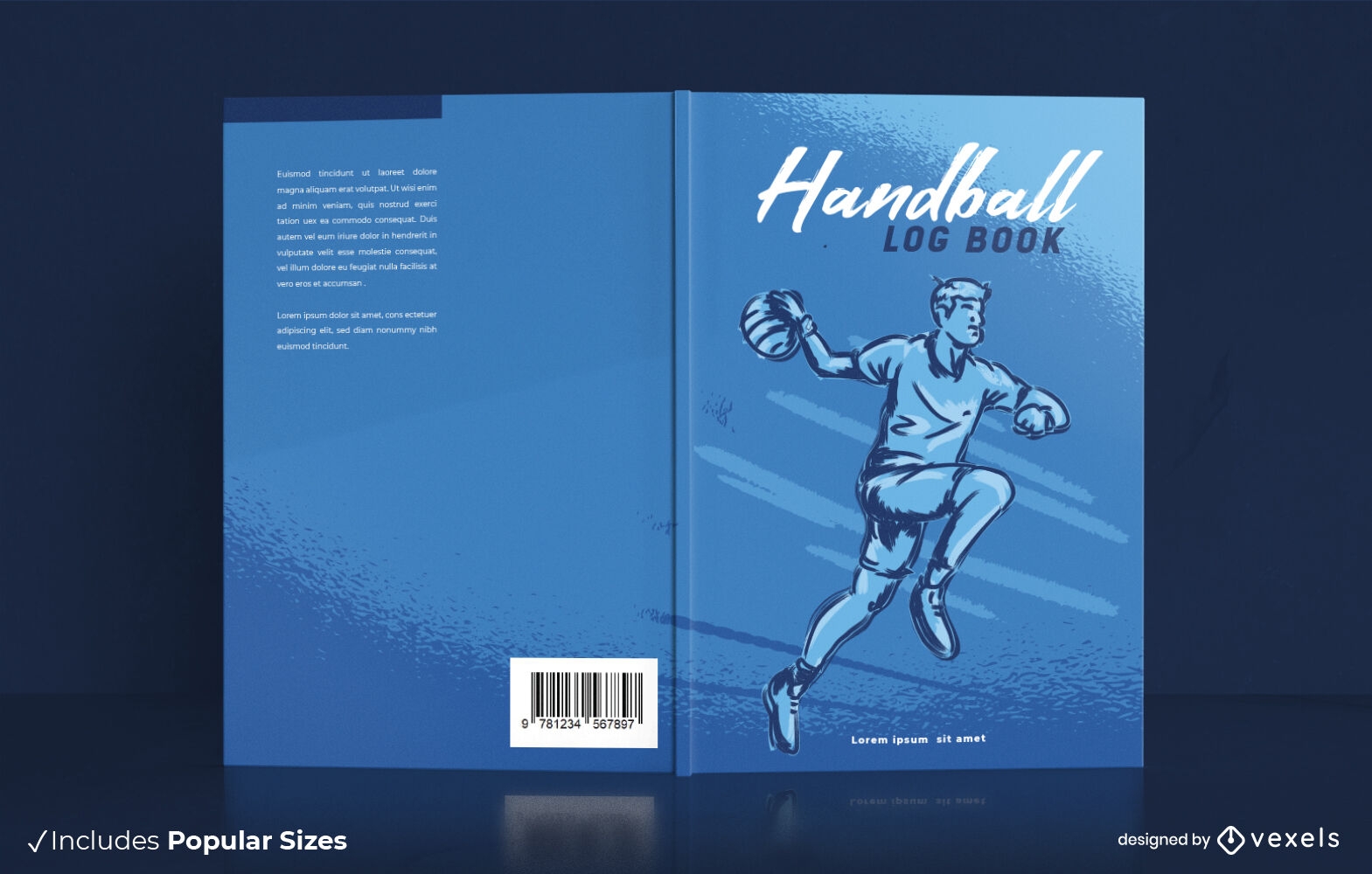 Junge, der Handball-Bucheinbanddesign spielt