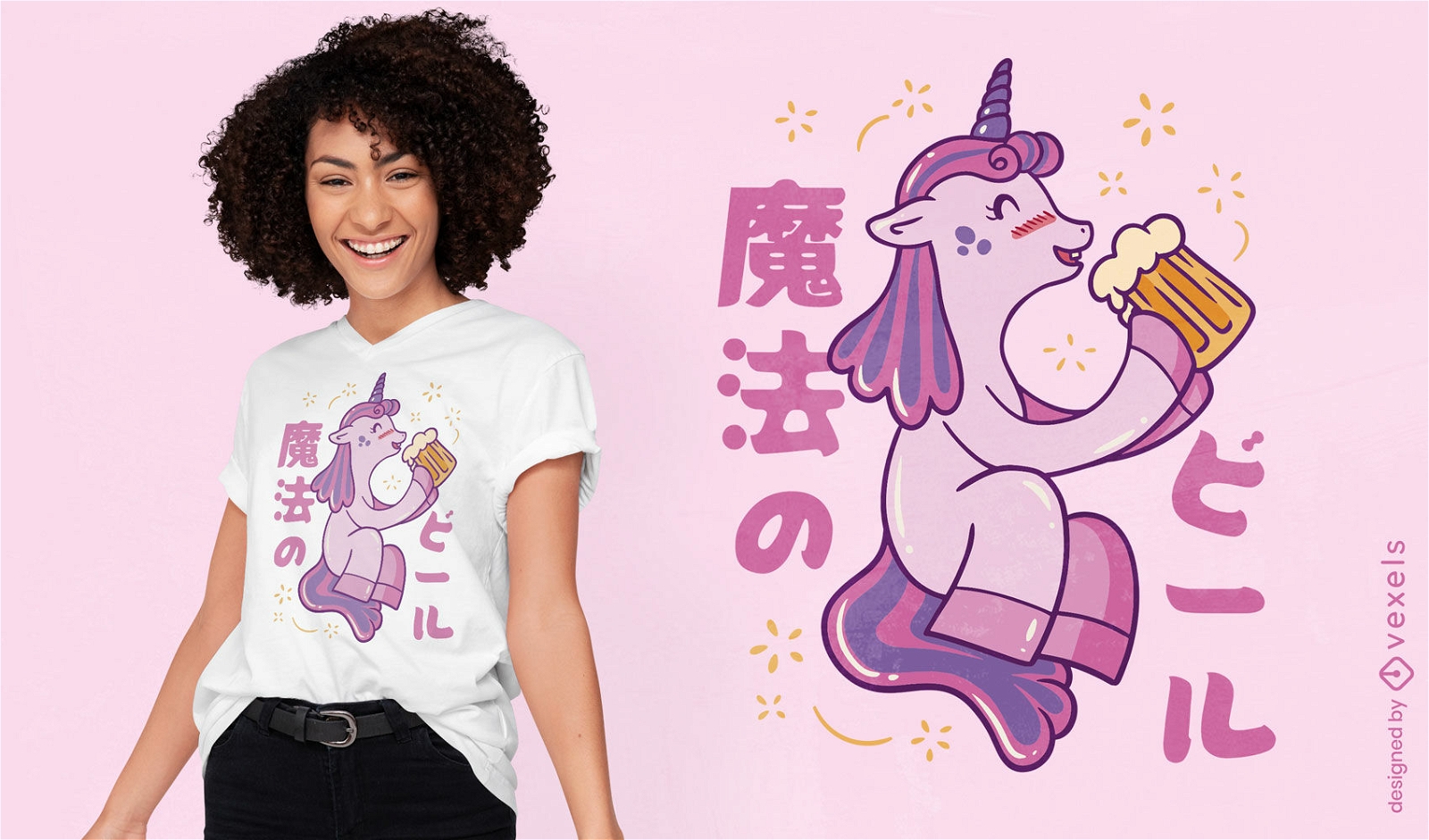 Cute unicorn beer t-shirt design