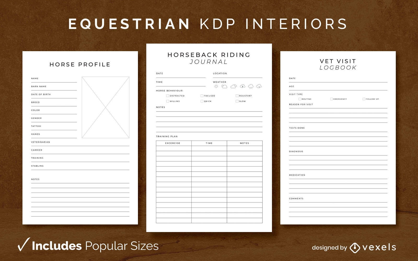 Equestrian journal design template KDP