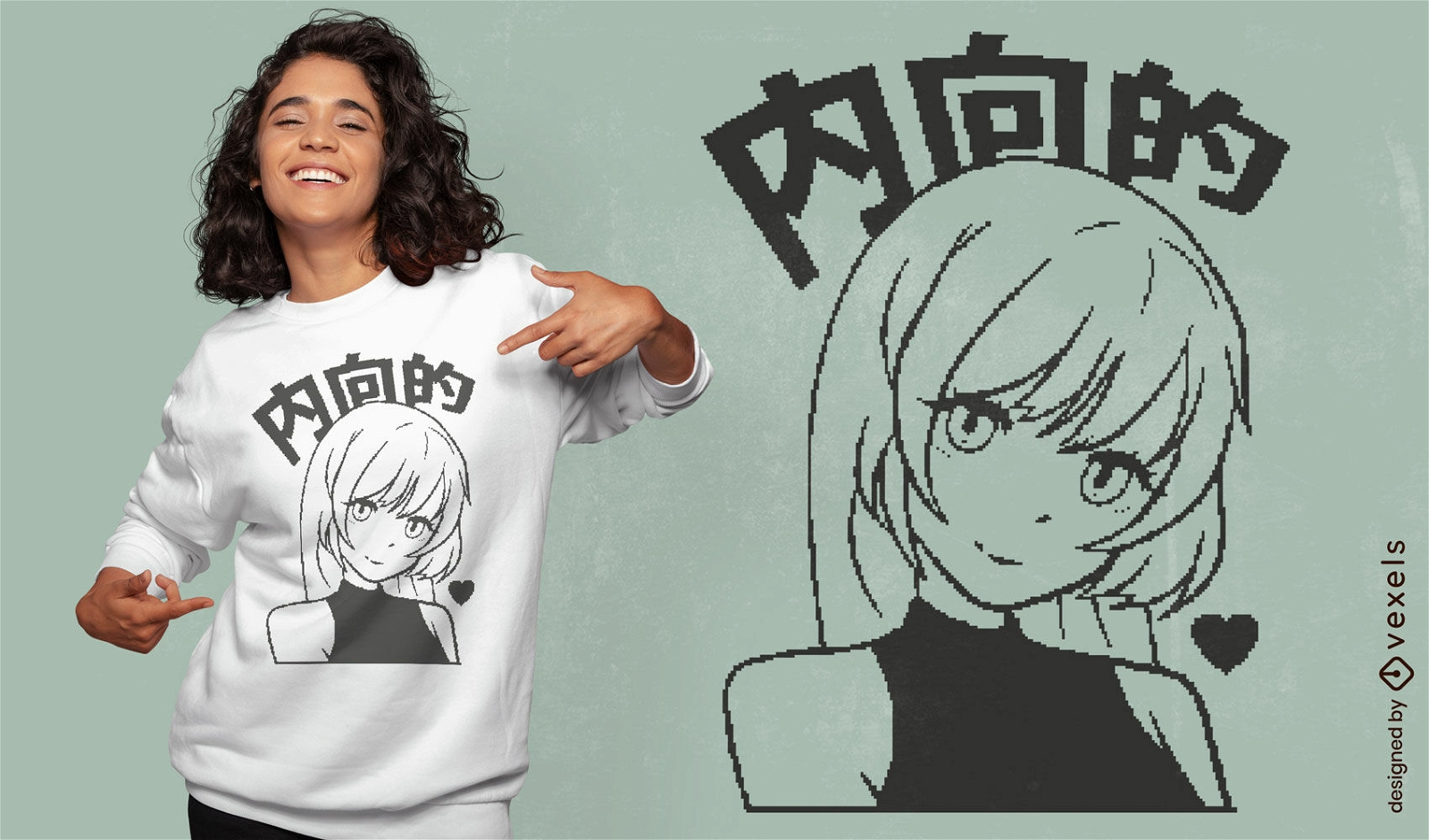 Diseño de camiseta de chica anime retro
