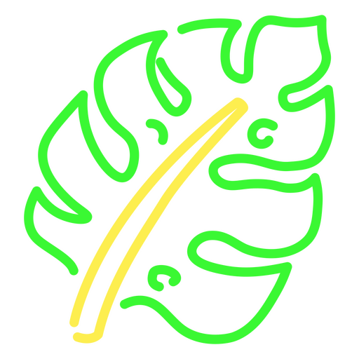 Green neon leaf PNG Design