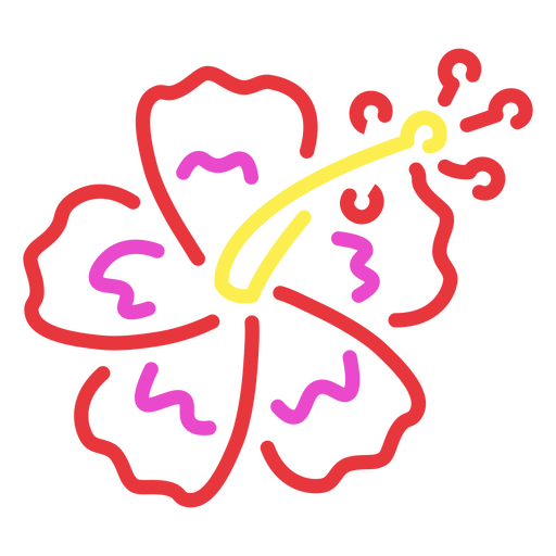 Flor de hibisco de neón Diseño PNG