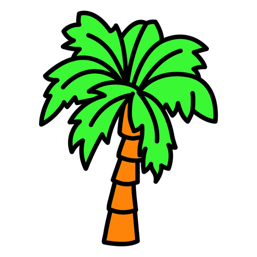 Green palm tree color stroke PNG Design