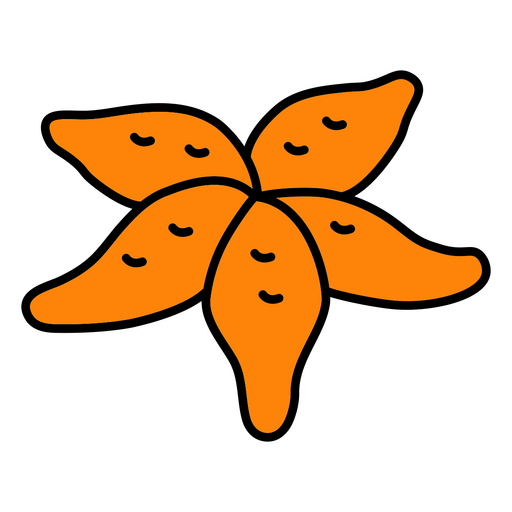 Trazo de color estrella de mar naranja Diseño PNG