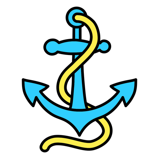Blue and yellow anchor PNG Design