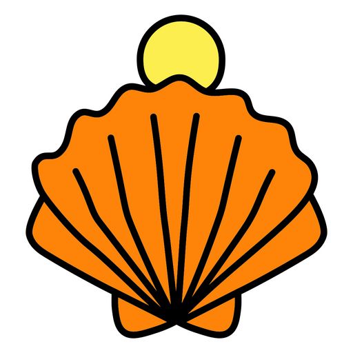 Orangefarbene Muschel mit der Sonne dahinter PNG-Design