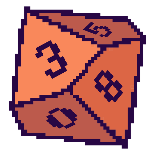 Dados de pixel laranja com números Desenho PNG